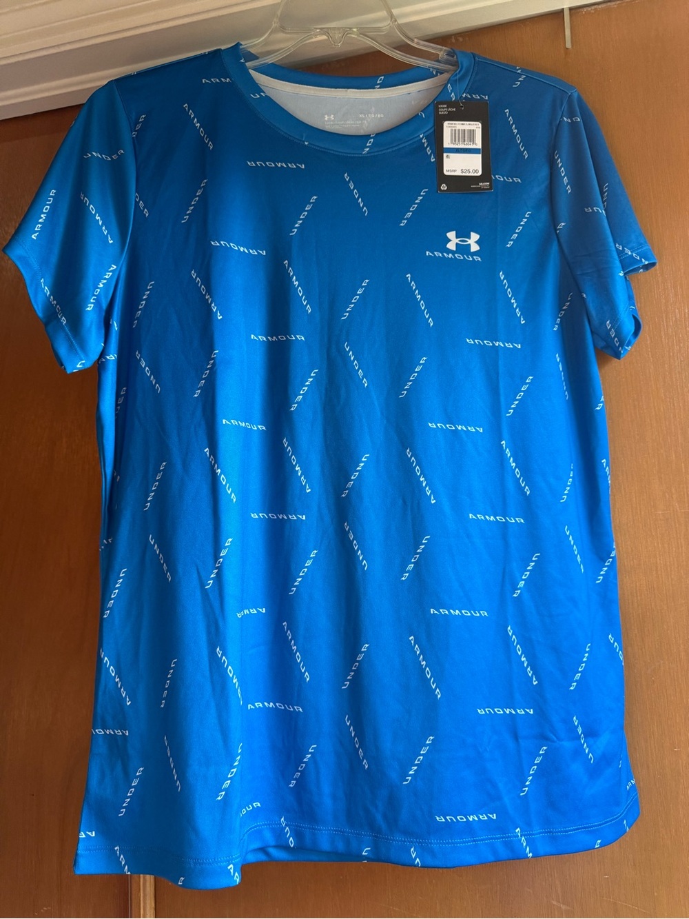 Under Armour Women’s XL Blue Logo Print Loose Fit Athletic Tee NWT